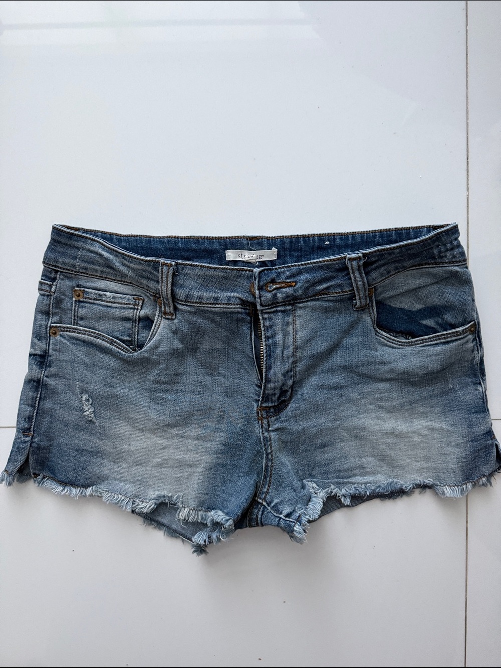 STS Blue Distressed Frayed Hem Denim Shorts - Blue Wash
